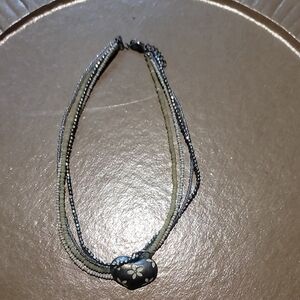 Elegant Silver and Cream Heart Necklace